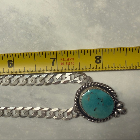 New Sterling Silver Turquoise Pendant Necklace - Picture 8 of 8